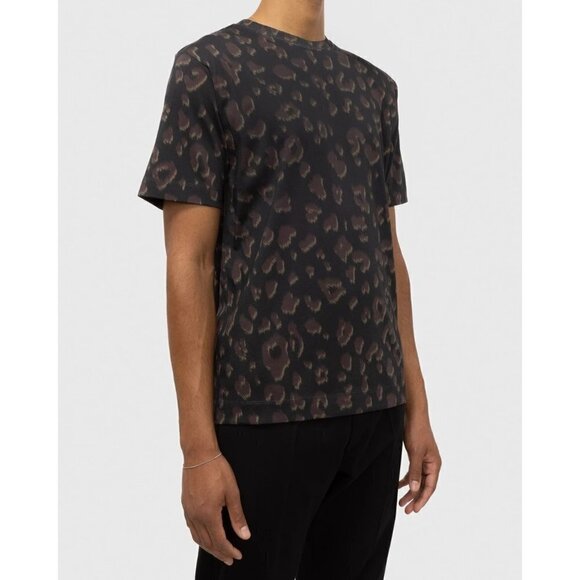 AllSaints Leap Brown Animal Print Short Sleeve Crewneck T-Shirt XS - Picture 1 of 4